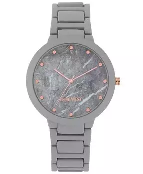 Женские кварцевые серые часы-браслет с прорезиненными звеньями из сплава, 40,5 мм Nine West, мультиколор