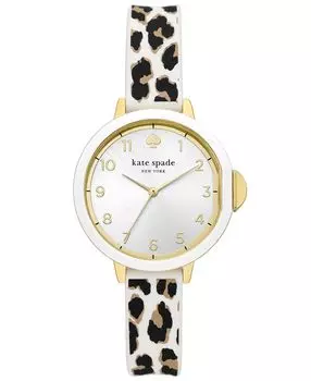 Женские кварцевые силиконовые часы Park Row с тремя стрелками и животным принтом, 34 мм kate spade new york