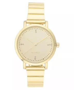 Женские кварцевые золотистые часы-браслет из нержавеющей стали с огранкой, 36 мм Nine West, желтый