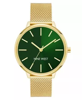 Женские кварцевые золотистые часы из нержавеющей стали с сетчатым ремешком, 40 мм Nine West, мультиколор
