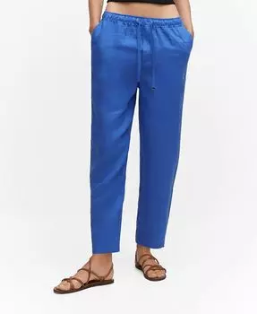 Женские льняные брюки MANGO, синий