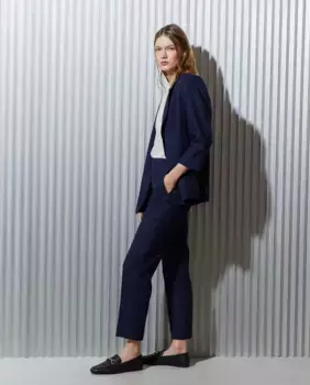 Женские льняные брюки с французским карманом Easy Wear, тёмно-синий