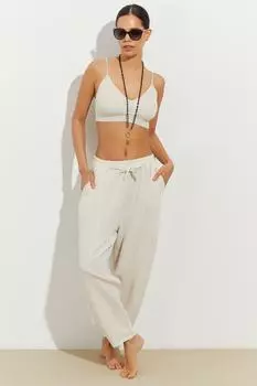 Женские льняные брюки-шалвар цвета экрю K1213 Cool & Sexy