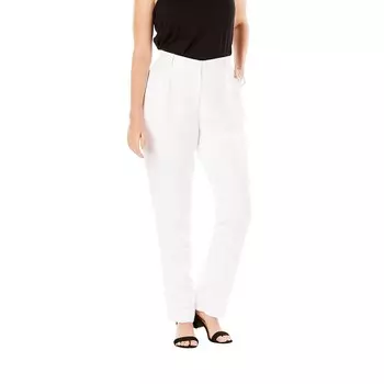 Женские льняные брюки со складками спереди Jessica London больших размеров, белый