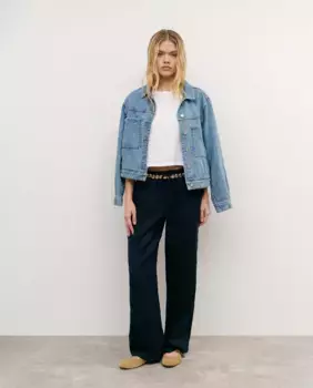 Женские льняные брюки свободного кроя с резинкой на талии Brownie, темно-синий