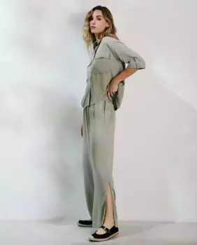 Женские льняные брюки свободного кроя Vero Moda, зеленый