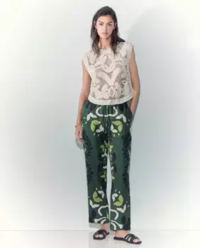 Женские льняные брюки Tintoretto, зеленый