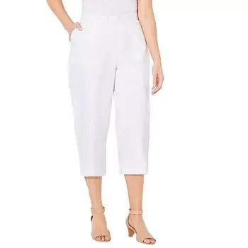 Женские льняные капри больших размеров с плоской передней частью Catherines, белый