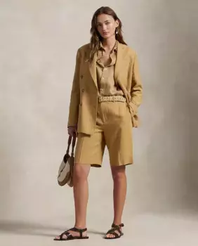 Женские льняные шорты-бермуды Polo Ralph Lauren, коричневый