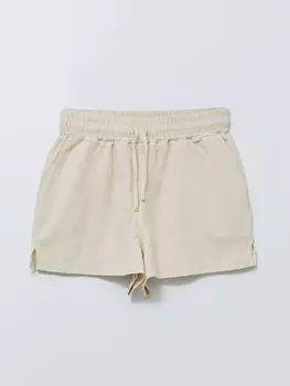 Женские льняные шорты-бермуды с эластичной резинкой на талии и прямыми карманами Xside