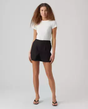 Женские льняные шорты на резинке на талии Vero Moda, черный