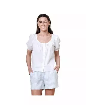 Женские льняные шорты с плоской передней частью Hope & Henry, синий