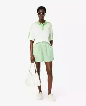 Женские льняные шорты свободного кроя в полоску Lacoste, белый