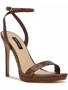 Женские лакированные босоножки Loola с открытым носком и пяткой Nine West, цвет medium brown