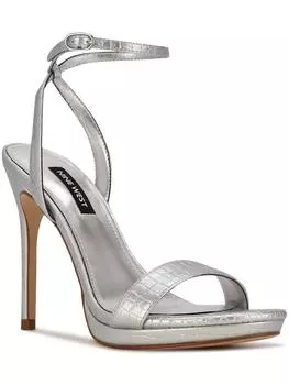 Женские лакированные босоножки Loola с открытым носком и пяткой Nine West, серебряный