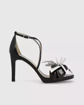 Женские лакированные босоножки на каблуке с цветком Lodi, черный