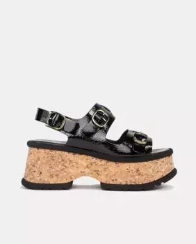 Женские лакированные босоножки на платформе с тройной пряжкой Homers, черный