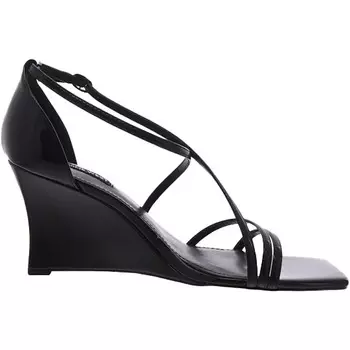 Женские лакированные босоножки на танкетке с ремешками Nine West, черный