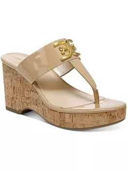 Женские лакированные босоножки Yardlie Cork на танкетке Sam Edelman, цвет almond patent