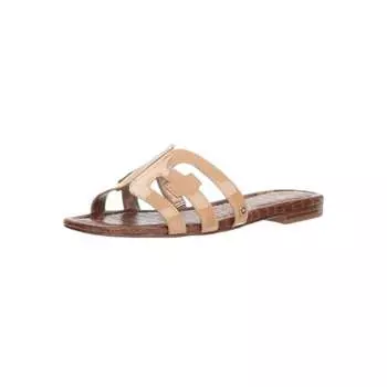 Женские лакированные сандалии Bay Flat Sandals из лакированного миндального цвета Sam Edelman, цвет almond patent