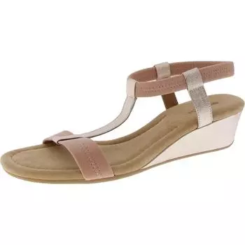 Женские лакированные сандалии с ремешком на щиколотке и Т-образным ремешком Style & Co., цвет rose gold metallic