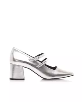 Женские лакированные туфли с пряжками Mustang, серебряный