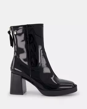 Женские лаковые ботильоны на платформе и блочном каблуке Carmela, черный