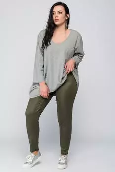 Женские леггинсы большого размера из лайкры цвета хаки, брюки 65n14384 ans