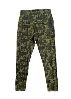 Женские леггинсы Camo 7/8 с карманом и высокой посадкой для занятий йогой в спортзале зеленого цвета Legend