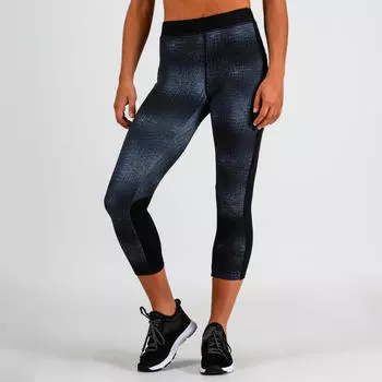 Женские леггинсы для кардио-фитнеса 120 7/8 - серый с принтом Domyos