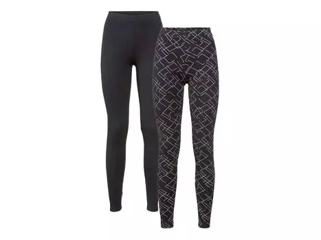 Женские леггинсы esmara, 2 шт., высота талии нормальная, с рисунком/черный