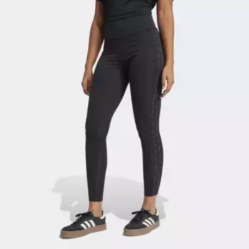 Женские леггинсы из змеиной кожи 3 полоски Adidas, чёрный