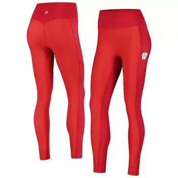 Женские леггинсы KadyLuxe Red Wisconsin Badgers 7/8 с карманами, смешанная техника