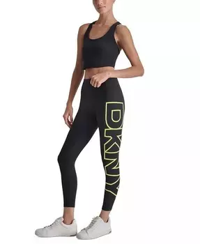 Женские леггинсы с высокой посадкой и рисунком логотипа 7/8 DKNY, желтый