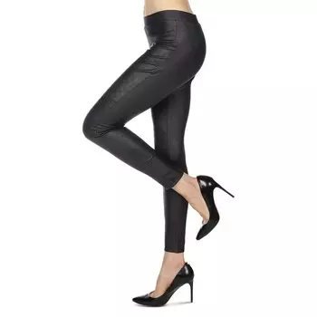 Женские леггинсы Snodato из мраморной кожи MeMoi, черный