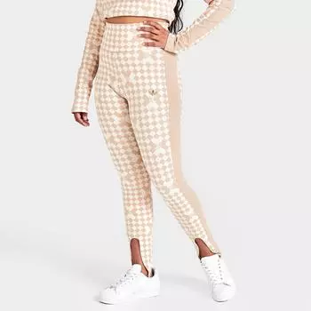 Женские леггинсы со штрипками и принтом Adidas Originals Ski Chic по всей поверхности, бежевый