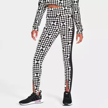 Женские леггинсы со штрипками и принтом Adidas Originals Ski Chic по всей поверхности, черный