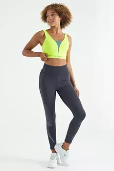 Женские леггинсы узкого кроя с завышенной талией антрацитового цвета TOMMYLIFE