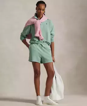Женские легкие флисовые шорты на шнурке Polo Ralph Lauren, зеленый