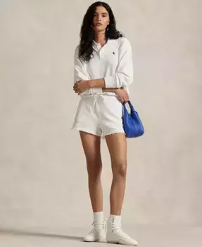 Женские легкие флисовые шорты на шнурке Polo Ralph Lauren, белый