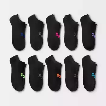 Женские легкие спортивные носки No Show, 10 пар - All In Motion, цвет Black