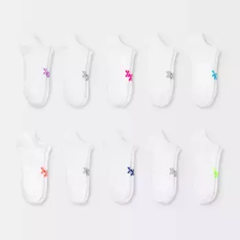 Женские легкие спортивные носки No Show, 10 пар - All In Motion, цвет White