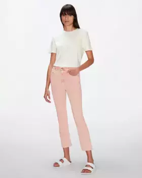 Женские легкие узкие брюки-скинни до щиколотки с высокой посадкой 7 For all mankind, оранжевый