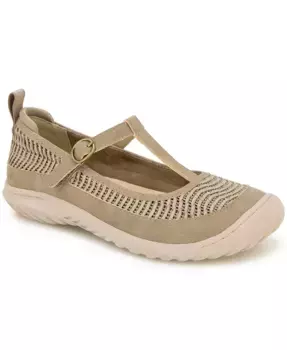 Женские летние балетки Mary Jane JBU, коричневый/бежевый