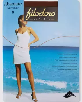 Женские летние колготки Filodoro плотностью 8 ден с эффектом загара, бежевый