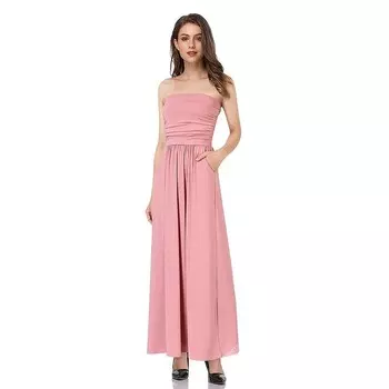 Женские летние макси-платья без бретелек в стиле бохо с высокой талией, винтажное длинное платье макси с цветочным принтом MISSKY, розовый