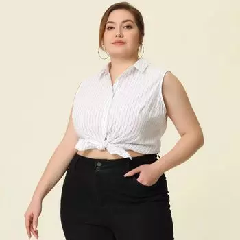 Женские летние модные рубашки без рукавов больших размеров для работы на бретелях Agnes Orinda, синий