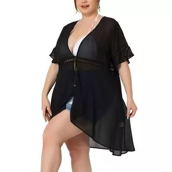 Женские летние прозрачные свитера больших размеров с короткими рукавами, мягкие свободные летние кардиганы для отпуска, большие размеры Agnes Orinda, белый