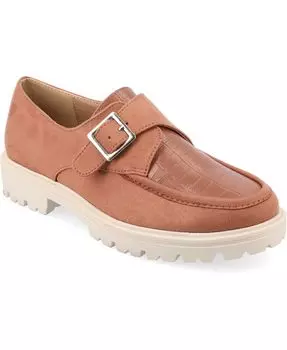 Женские лоферы из пеноматериала Azula Tru Comfort с миндалевидным носком на плоской подошве Journee Collection, цвет Tan