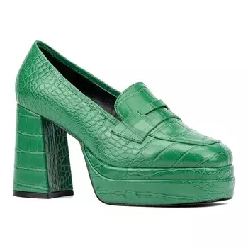 Женские лоферы на широкой платформе Fashion to Silhouette Madelyn Fashion to Figure, цвет Green Croc